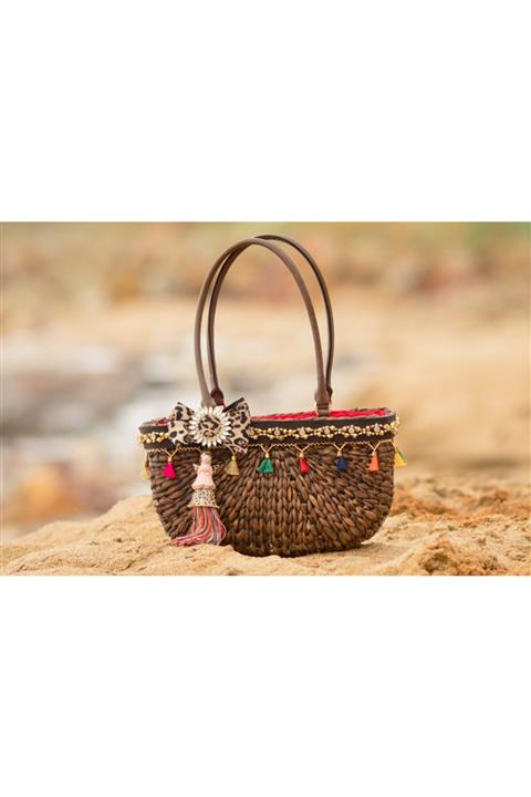 design by ebru ener Küçük Boy Hasır Plaj Çantası