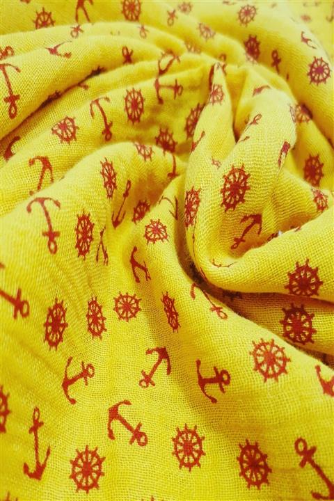 Fronte Home Müslin Çocuk Panço Plaj Havlusu Sarı Çapa Desenli %100 Pamuklu