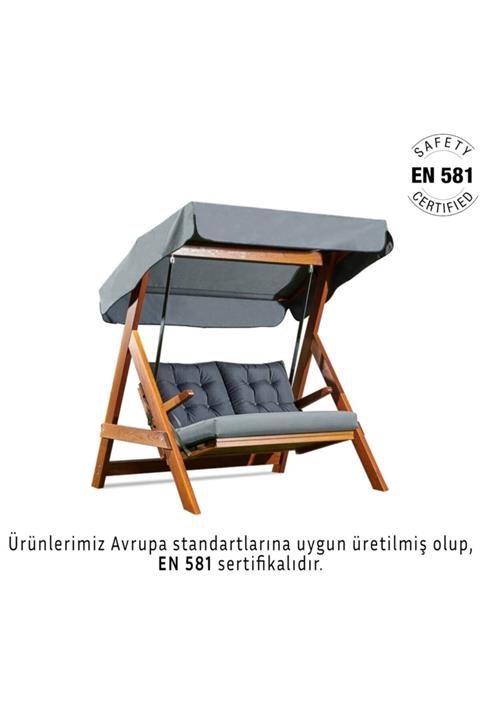aida swings Paris 1700 ( 170 Cm ) Antrasit Ahşap Dış Mekan, Bahçe, Balkon Ve Teras Salıncağı