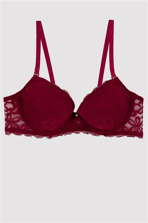 Pierre Cardin Kadın Vişne 6201 Balenli Destekli Dantelli Tek Sütyen