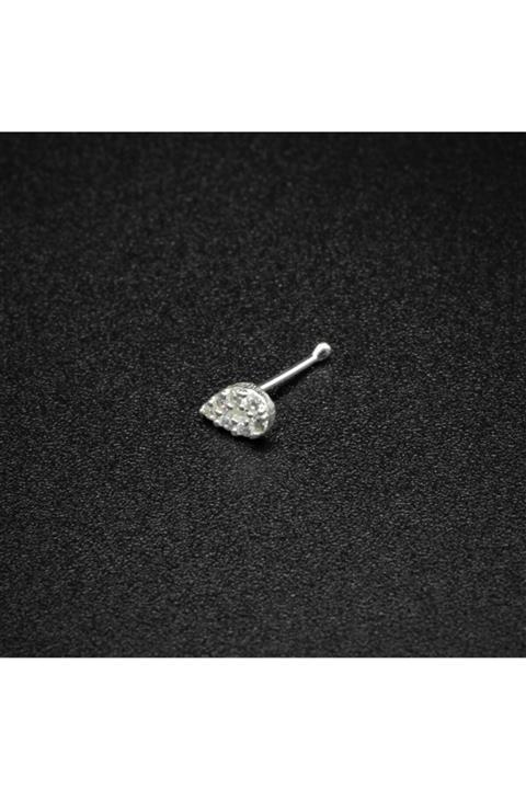 ROZA ACCESSORIES 925 Ayar Gümüş Hızma. Gri, Zirkon Taşlı Damla Model