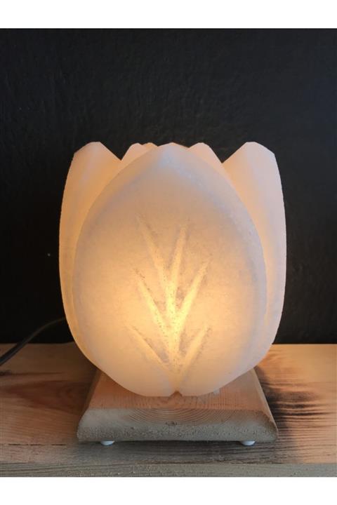 HARTUZ Lale Model Beyaz Çankırı Kaya Tuzu Lambası 4-5 Kg