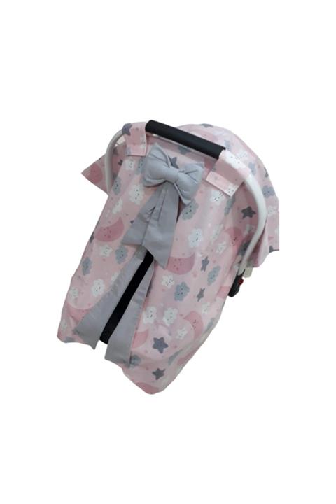 bebegen Gri Kurdelalı Pembe Bulutlu Puset Örtüsü