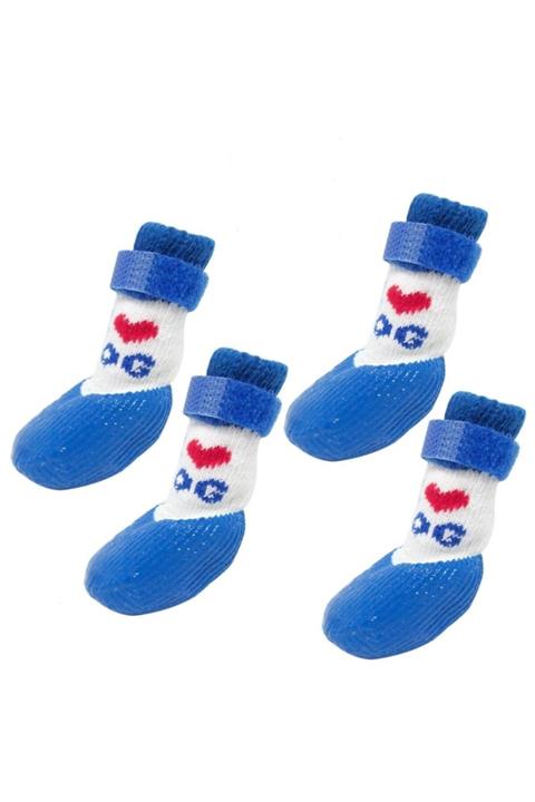 Nunbell Kaydırmaz Köpek Çorabı 4 Adet Boy:l Mavi