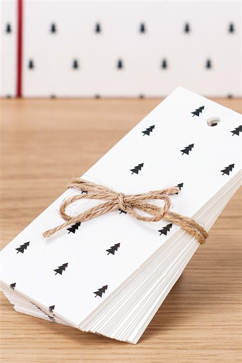 Funbou Dikdörtgen etiket, çam / 100 adet (Beyaz)