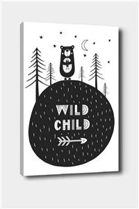 Osso Halı Wild Child Ayılı Iskandinav Desenli Dekoratif Çocuk Bebek Odası Kanvas Tablo 50x70 cm