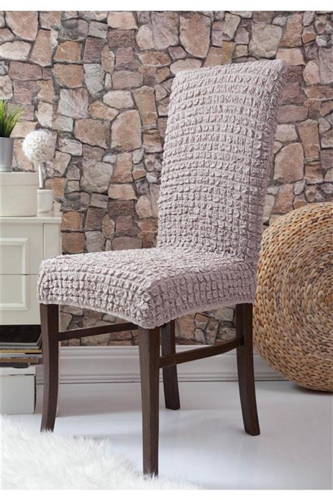 sabirehome Naturel Renk Bürümcük Sandalye Kılıfı Sandalye Kilifi 6 Adet Lastıklı Esnek Koltuk Örtü