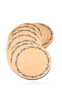 Vice Yuvarlak Yaprak Baskılı Kraft Fiyat /hediye Etiketi / Yapışkanlı 30 Adet (5 Cm)