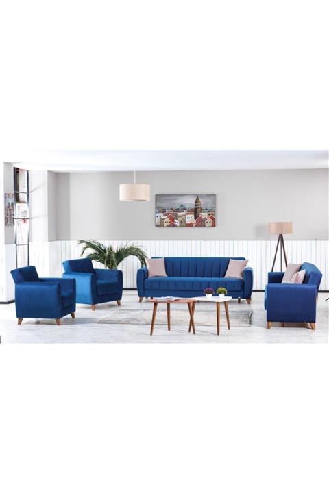 ipek mobilya Daisy Oturma Gurubu 3+3+1+1 Mavi