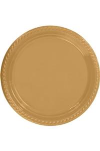 EvimShopping Parti Aksesuar Gold Plastik Tabak 22 Cm 25li