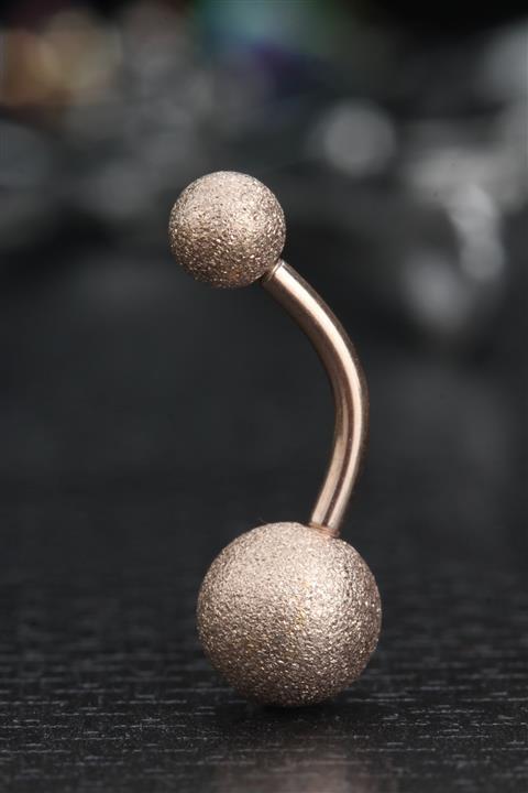 depozoom Cerrahi Çelik Simli Göbek Piercing Rose