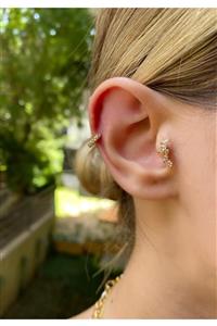 Okkostore Kadın Gold Renkli Damlataş Tragus Kıkırdak Piercing