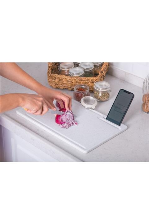 cormia - Kesme Ve Sunum Tahtası - Gri Desenli - 41x24cm - Corian - 1110130111411 - Telefon Tutacağı