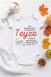 BabyLimon Unisex Bebek Bizi Çekemeyenler Teyze Desenli Kısa Kol Body