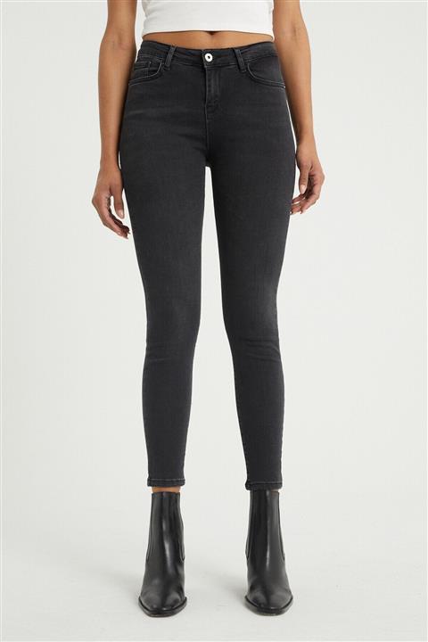 BOSHETTI Kadın Siyah Füme Yüksek Bel Skinny Jeans