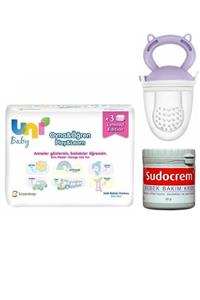 Uni Baby Islak Bebek Havlusu 3 Lü Set+bebek Bakım Kremi 60 Gr+meyve Süzgeci Mor