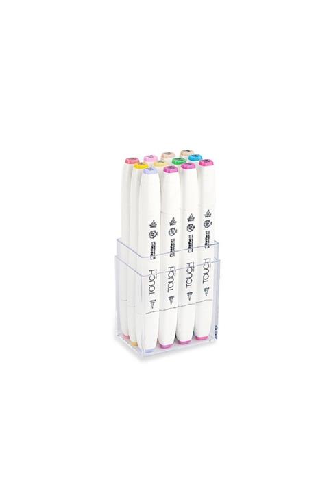Shinhan Art Shinhan : Twin Brush Marker : Fırça Uçlu Markör Kalem Seti : 12 Renk : Pastel Renkleri