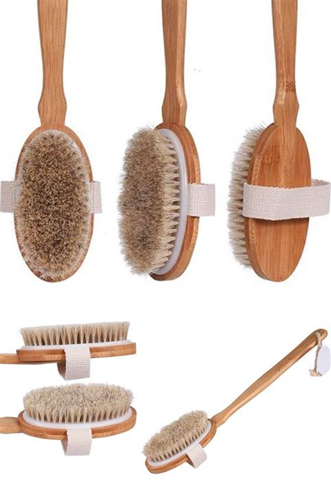 Pembe Karınca Doğal Saplı At Kılı Selülit Fırçası