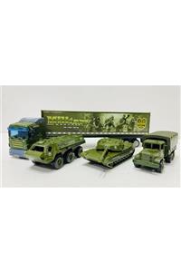 toysandmore Askeri Tır Kamyon Btr Tank Seti Metal Die Cast Oyuncak Seti 4 Parça