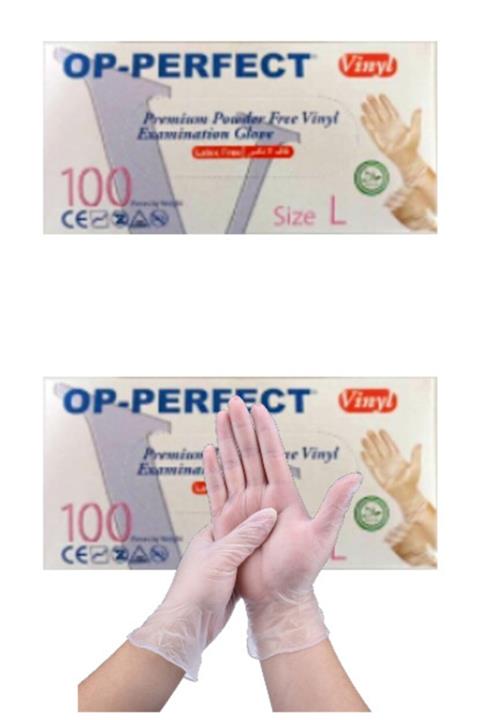 OPPERFECT Pudrasız Vinil Eldiven 100lü Large 2 Paket