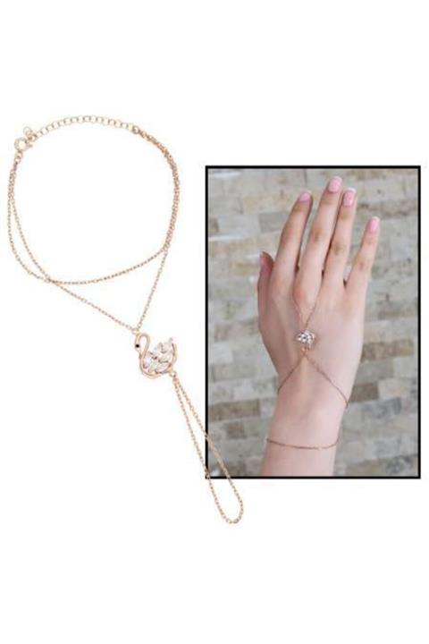 Gül Endam Kadın Kuğu Kanadı Tasarım Zirkon Taşlı 925 Ayar Gümüş Şahmeran Bileklik