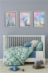 Canvartie Doğal Ahşap Çerçeveli Bebek Ve Çocuk Odası Duvar Tablosu Frozen Set