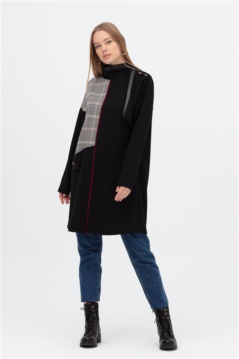 Nihan Ekose Kombinli Sweat Siyah