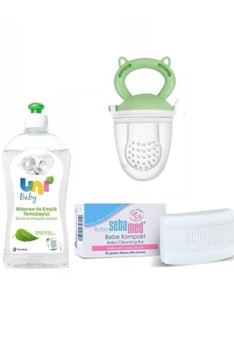 Uni Baby Süt Gıda Kalıntılarına Karşı Etkili Temizleyici 500 Ml+bebe Kompakt 100 Gr+meyve Süzgeci Yeşil