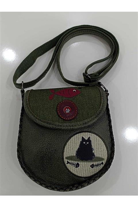 Şaşıkedi Çanta ( Çapraz Örgülü Baskılı El Yapımı Kadın Çantası)