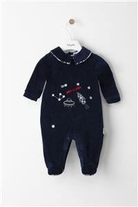 Babydola Pamuklu Erkek Bebek Füze Nakışlı Bebe Yaka Patikli Tulum