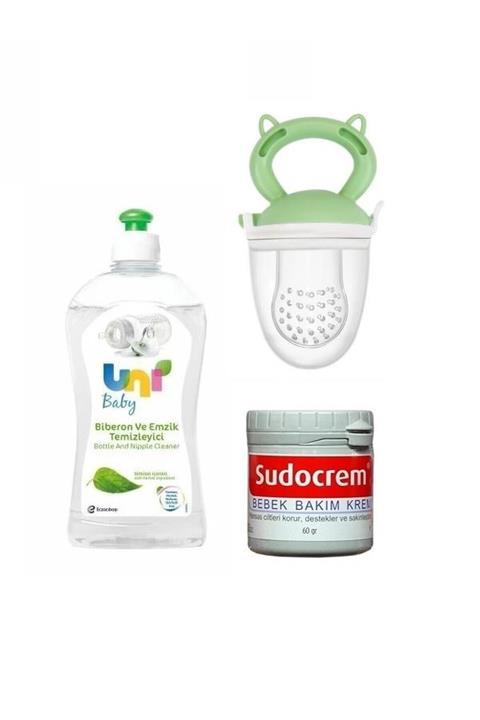 Uni Baby Bitkisel Içerikli Biberon Ve Emzik Temizleyici 500 Ml+bebek Bakım Kremi 60 Gr+meyve Süzgeci Yeşil