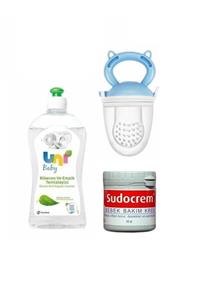 Uni Baby Biberon Emzik Temizleyici 500 ml +Hem Yetişkinler Hem Bebekler Için Krem+ Meyve Süzgeci Mavi