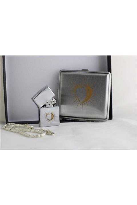 Hobi Tuning Sigara Tabakası, Çakmak Ve Tesbih Seti Kalp Desenli