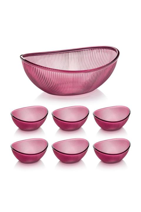EW's Kitchenware Akrilik Barok Mürdüm Oval 7prç Salata Ve Çerez Seti