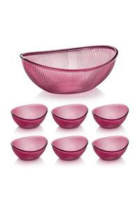 EW's Kitchenware Akrilik Barok Mürdüm Oval 7prç Salata Ve Çerez Seti