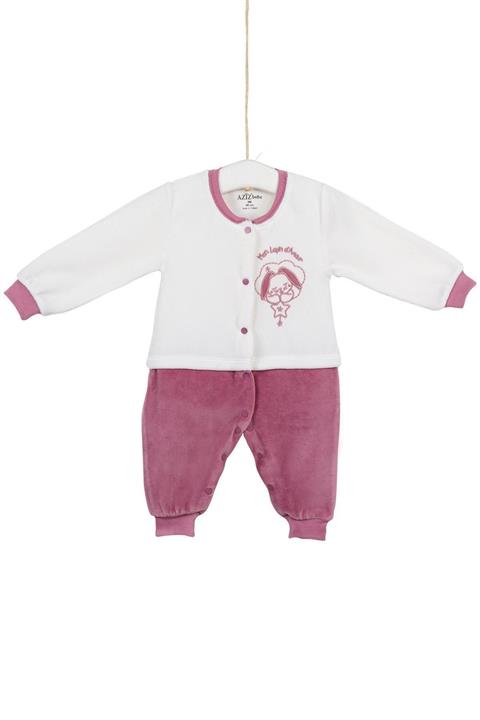 Aziz Bebe Kız Bebek Kadife Tulum 0-6 Ay Azz006625