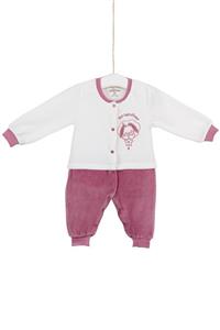Aziz Bebe Kız Bebek Kadife Tulum 0-6 Ay Azz006625