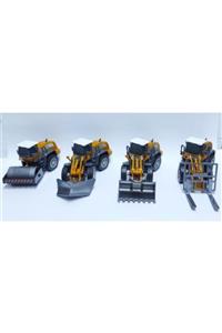 Brother Toys Metal Aksamlı 4'lü Iş Makinaları Seti (silindir,kar Küreyici,kepçe,forklift)