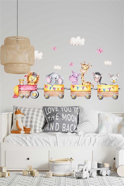 PİKSELİFE Tren Macerası Çocuk Odası Duvar Stickerı