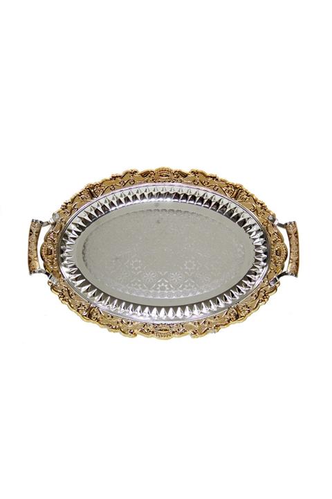 Gardenonya Dekoratif Altın Tepsi Oval 40x26 Söz Ve Nişan Tepsisi