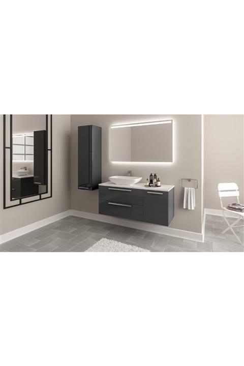 BAGNOTTİ Crux Parlak Antrasit 120 cm Led Aynalı