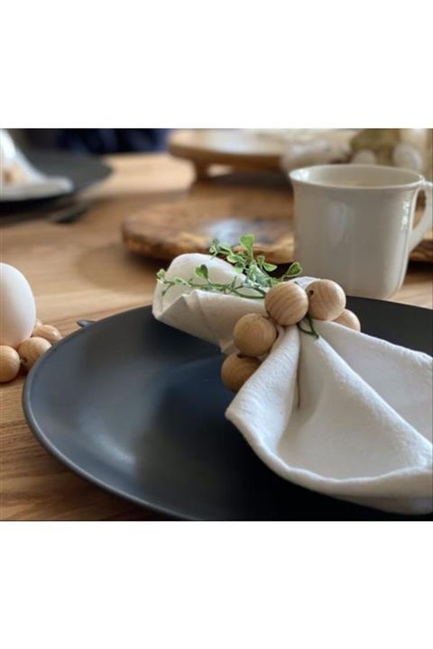 pistore 12'li Kahverengi Vintage Ahşap Halka Peçete Yüzüğü