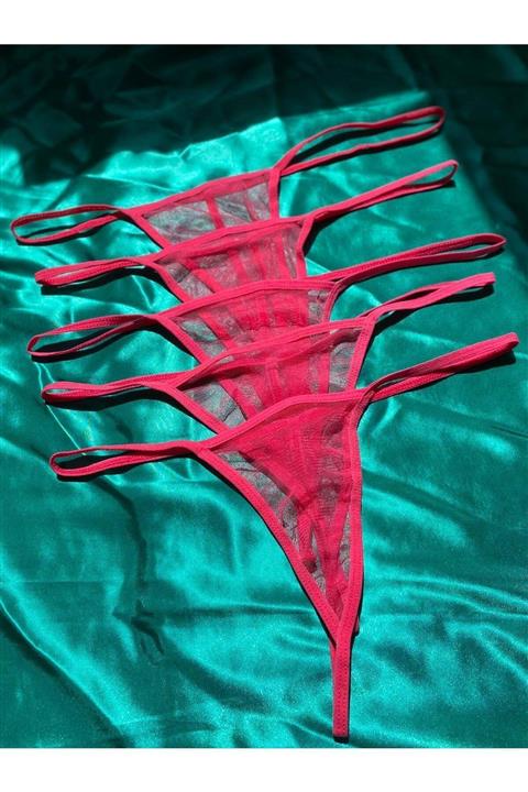 BellaMoore Kadın Pembe Likralı String Tanga 5'li