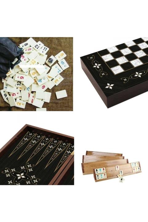 Revello Ahşap Okey Tavla Seti Star Oyun Mine Tavla