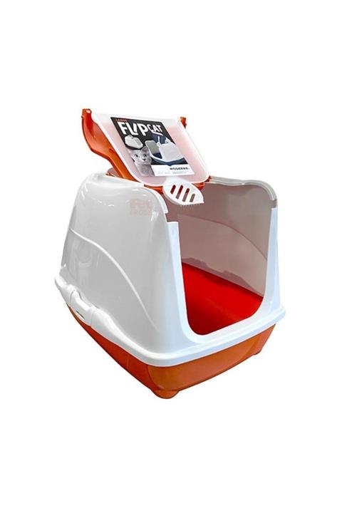 Moderna Flip Cat Filtreli Kapalı Kedi Tuvaleti Turuncu 39x39x50 Cm