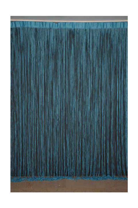 AKÇA TEKSTİL Düz Ip  Model Turkuaz Renk Ip Perde Hazır Düğmeleri Dikilmiş Ip Perde 300*270 Cm