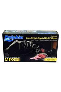 Dolphin Pudrasız Siyah Nitril Eldiven Orta Boy (m) 100 Lü Paket