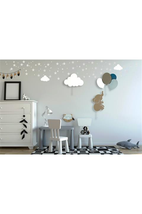 tinytigerstore Beyaz Fil Balon ve Bulut Aydınlatma 2'li Set