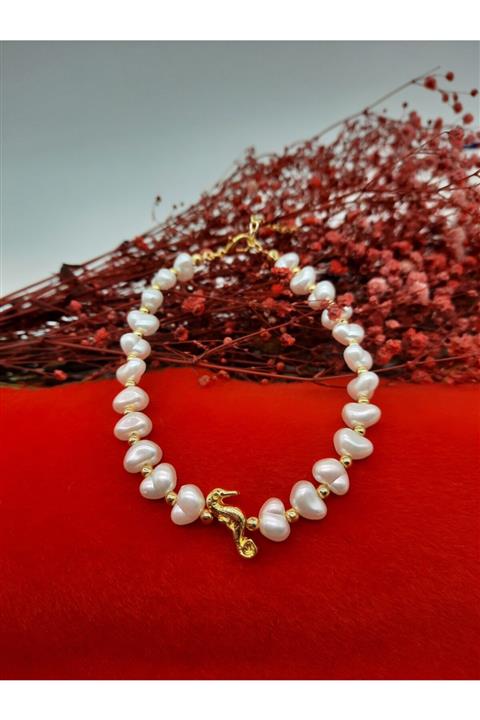 Marii Kadın Bijuteri Beyaz Deniz Atı Barok Inci Halhal