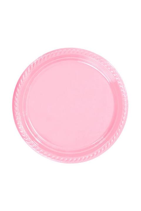 whiteavm Pembe  Plastik Yuvarlak Tabak 22 cm Pk:25